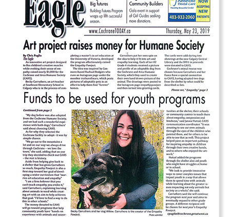 Ms. Carruthers and the Empathy Pawject featured in the Cochrane Eagle